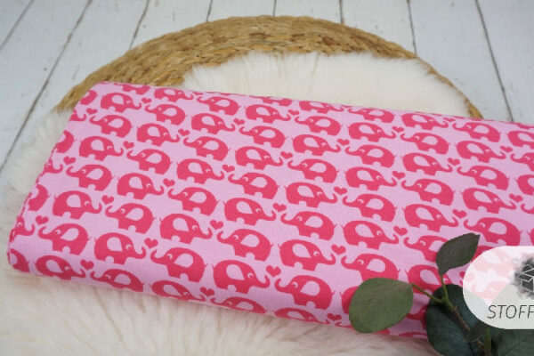 Bio-Jersey - Elefanten/Herz (rosa)