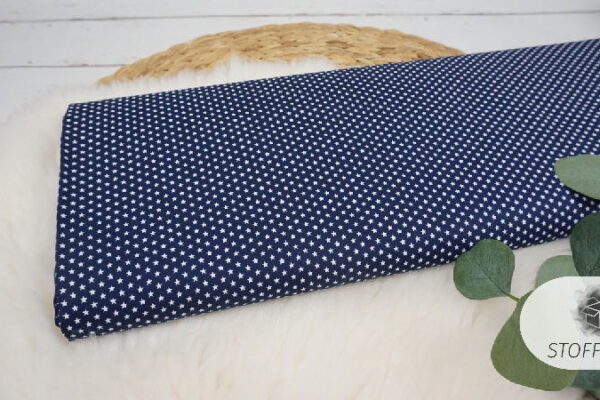 Webware-Baumwolle - mini weiße Sterne (dunkelblau/navy)