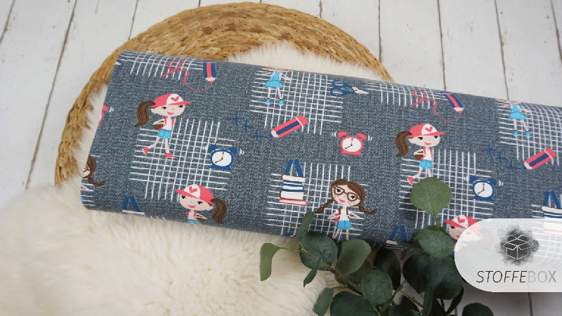 Stoffpaket Jersey - Mädchen/Girl (dunkelblau/türkis) – Bild 2