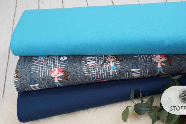 Stoffpaket Jersey - Mädchen/Girl (dunkelblau/türkis)