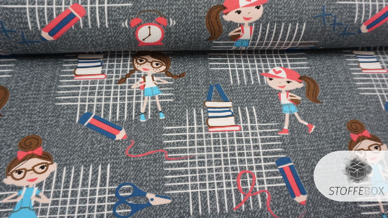 Stoffpaket Jersey - Mädchen/Girl (dunkelblau/türkis) – Bild 3