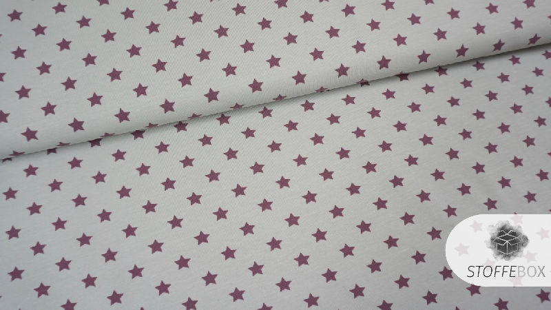 Stoffpaket Jersey - Sterne - mini Punkte - Wolken - Traktoren (aubergine/grau/weiß) – Bild 7