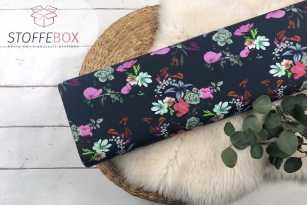 Jersey Blumen Flower Garden Floral (dunkelblau)