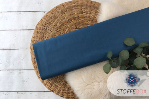 Baumwollstoff Popeline Webware - Uni jeansblau - Öko-Tex 100