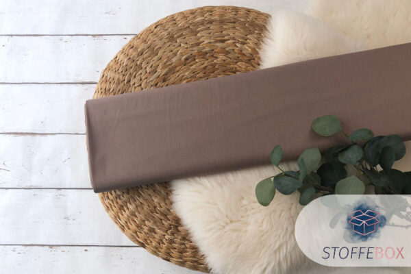 Baumwollstoff Popeline Webware - Uni taupe - Öko-Tex 100
