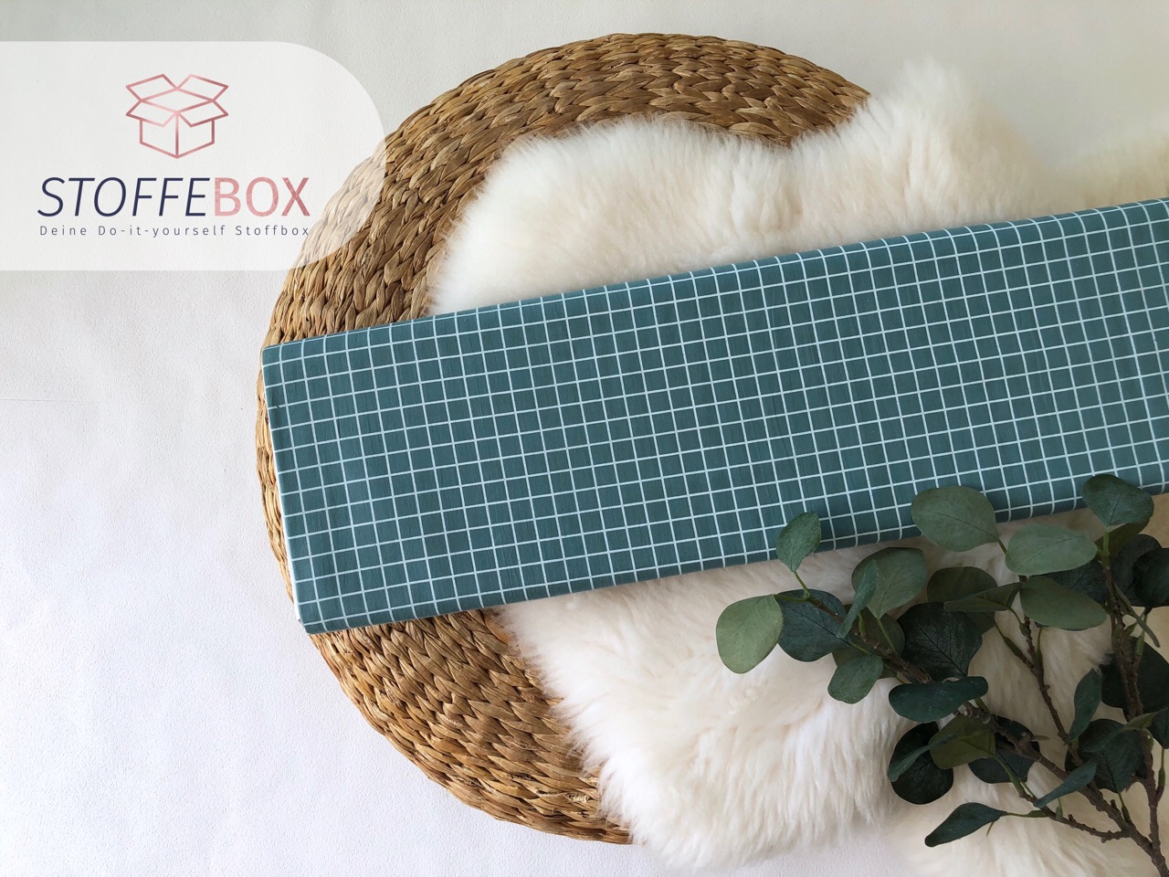 Reststück 40cm Webware/Baumwolle Öko-Tex-100 / Popeline-Gitter (dunkelmint/weiß)