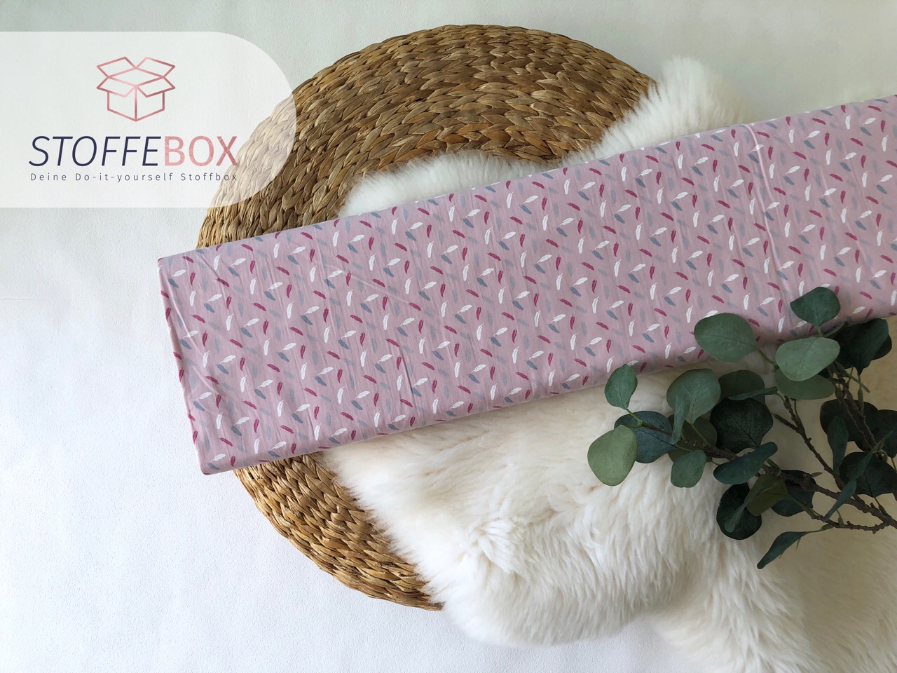 Reststück 50cm Webware/Baumwolle Öko-Tex-100 / Popeline-Federn (altrosa)