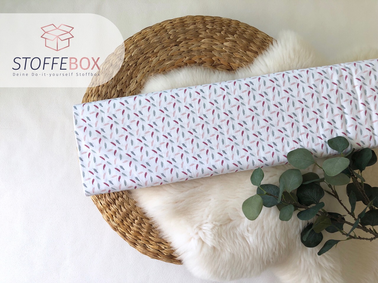 Webware/Baumwolle Öko-Tex-100 / Popeline-Federn (weiß/rosa)