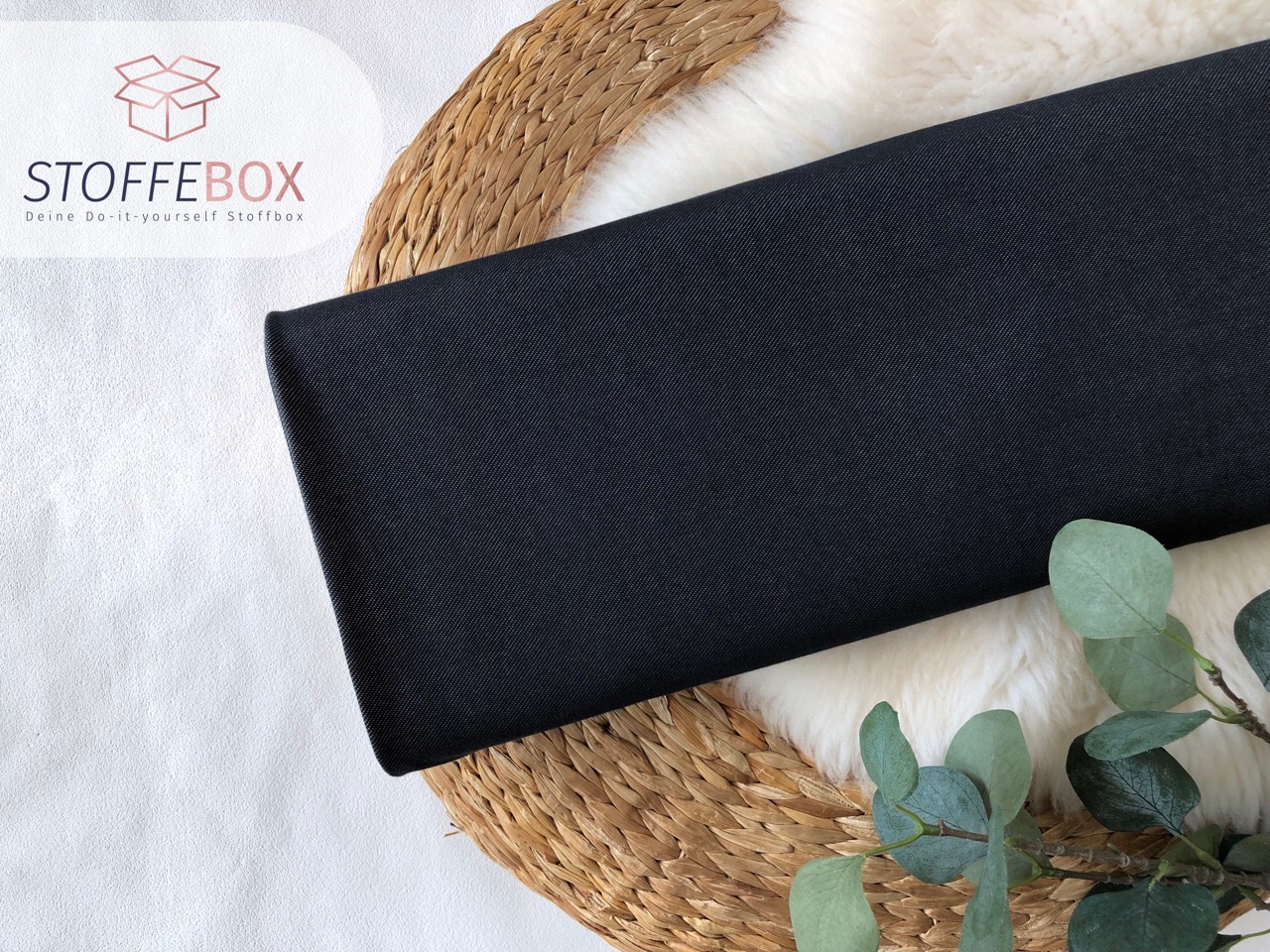 Reststück 25cm Jeansjersey Öko-Tex-100 - Uni (schwarz)