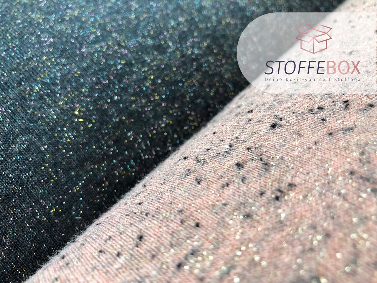 angerauter Sweat Öko-Tex-100 - Glitzer/Lurex (dunkelblau) – Bild 2