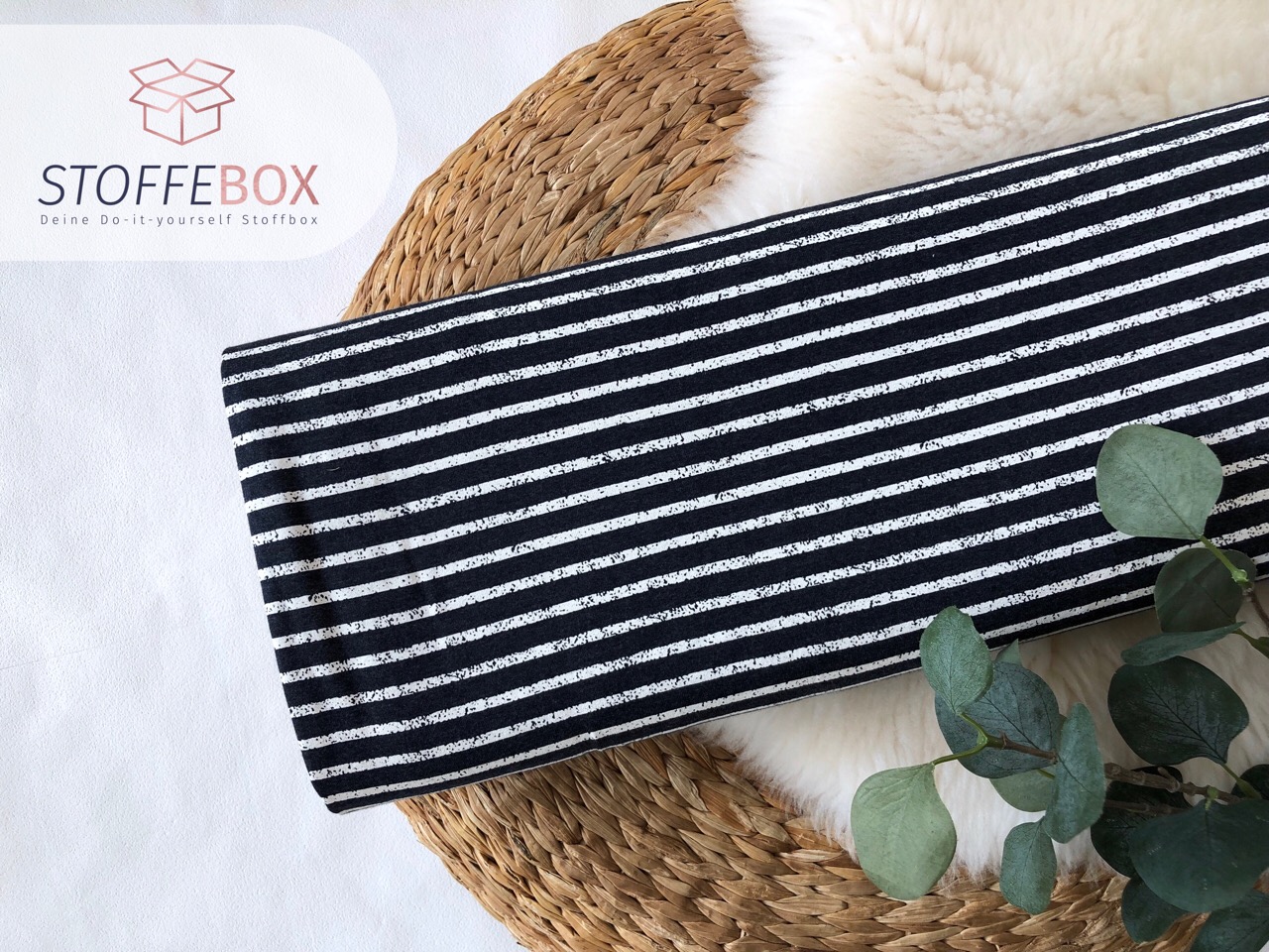 Reststück 30cm Jersey - Stripes gestreift (grau/weiß) Öko-Tex-100
