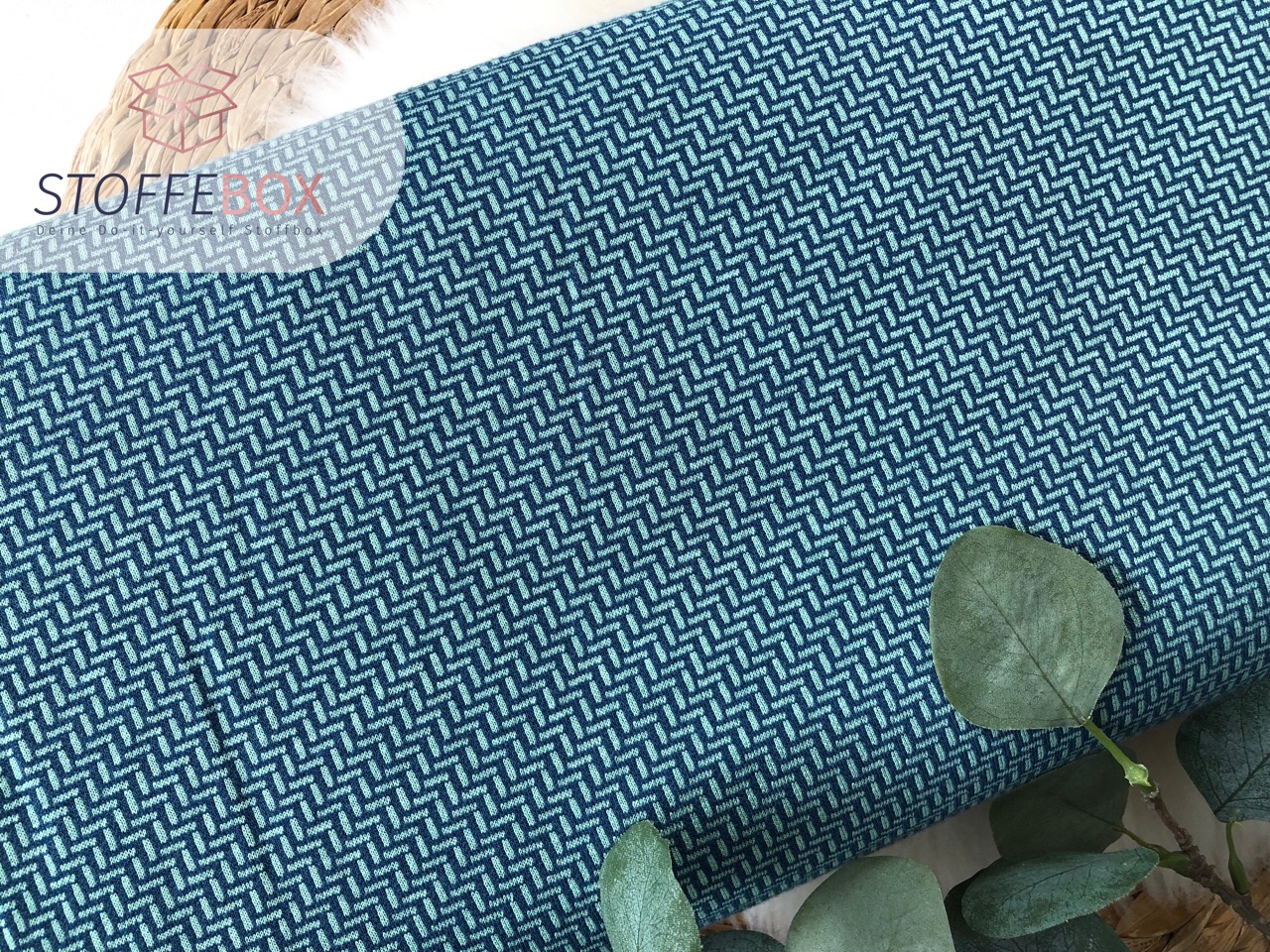 Jaquard Öko-Tex-100 - Fischgräten (admiralblau/hellpastel) – Bild 2