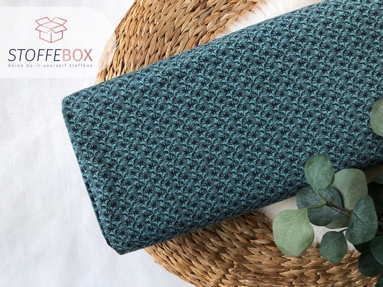 Jersey Öko-Tex-100 - mini Blumen (rauchiges-dunkelmint)