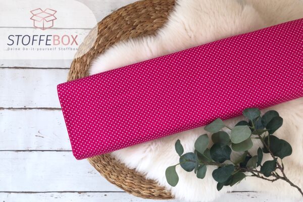 Webware/Baumwolle Öko-Tex-100 - weiße mini Punkte (pink)