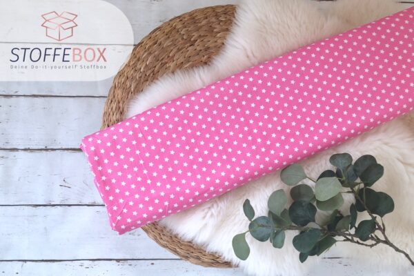 Webware/Baumwolle Öko-Tex-100 - weiße Sterne (rosa)