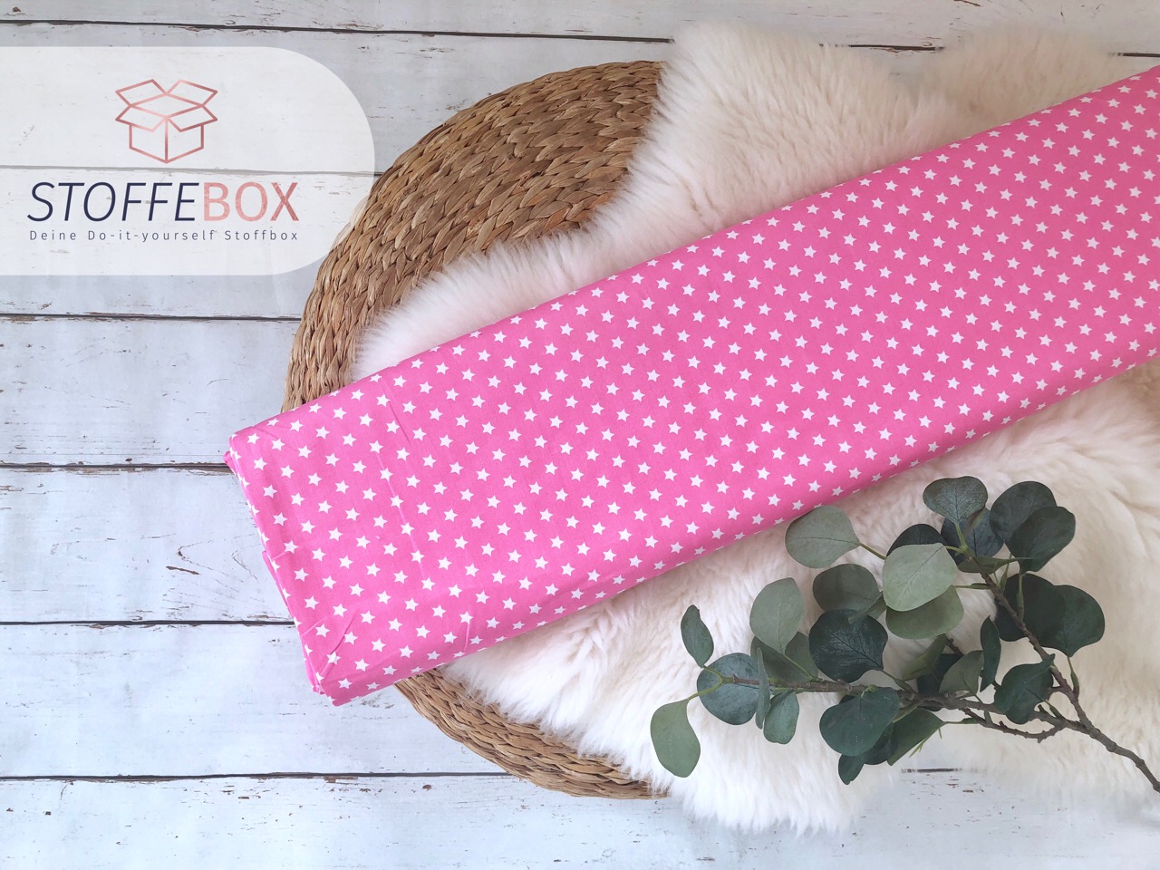 Webware/Baumwolle Öko-Tex-100 - weiße Sterne (rosa)