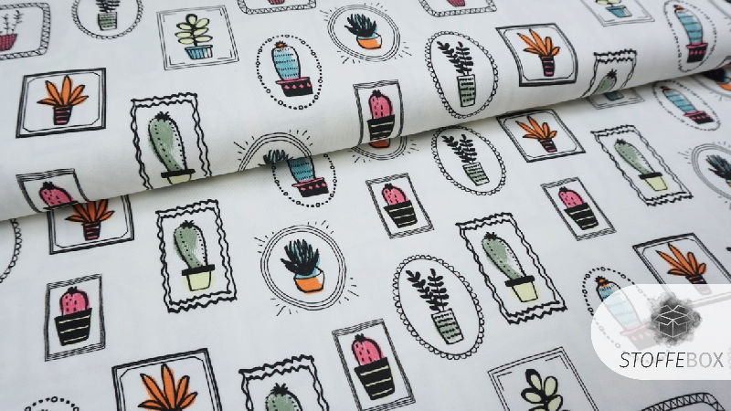 Stoffpaket - Kakteen - (oliv/ dunkelblau) – Bild 5