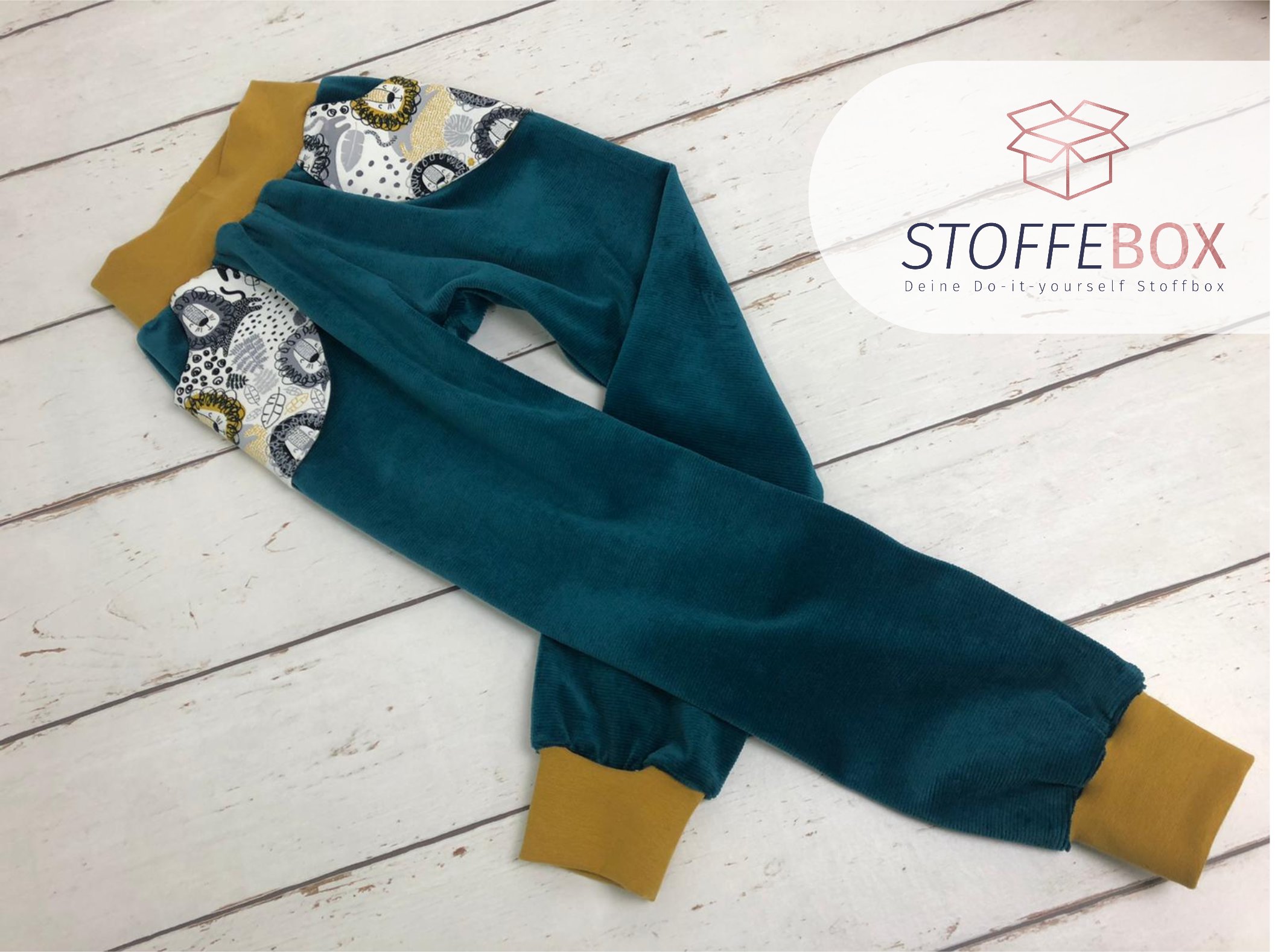 Feincord Jersey Baumwolle - Uni petrol - Öko Tex 100 – Bild 5