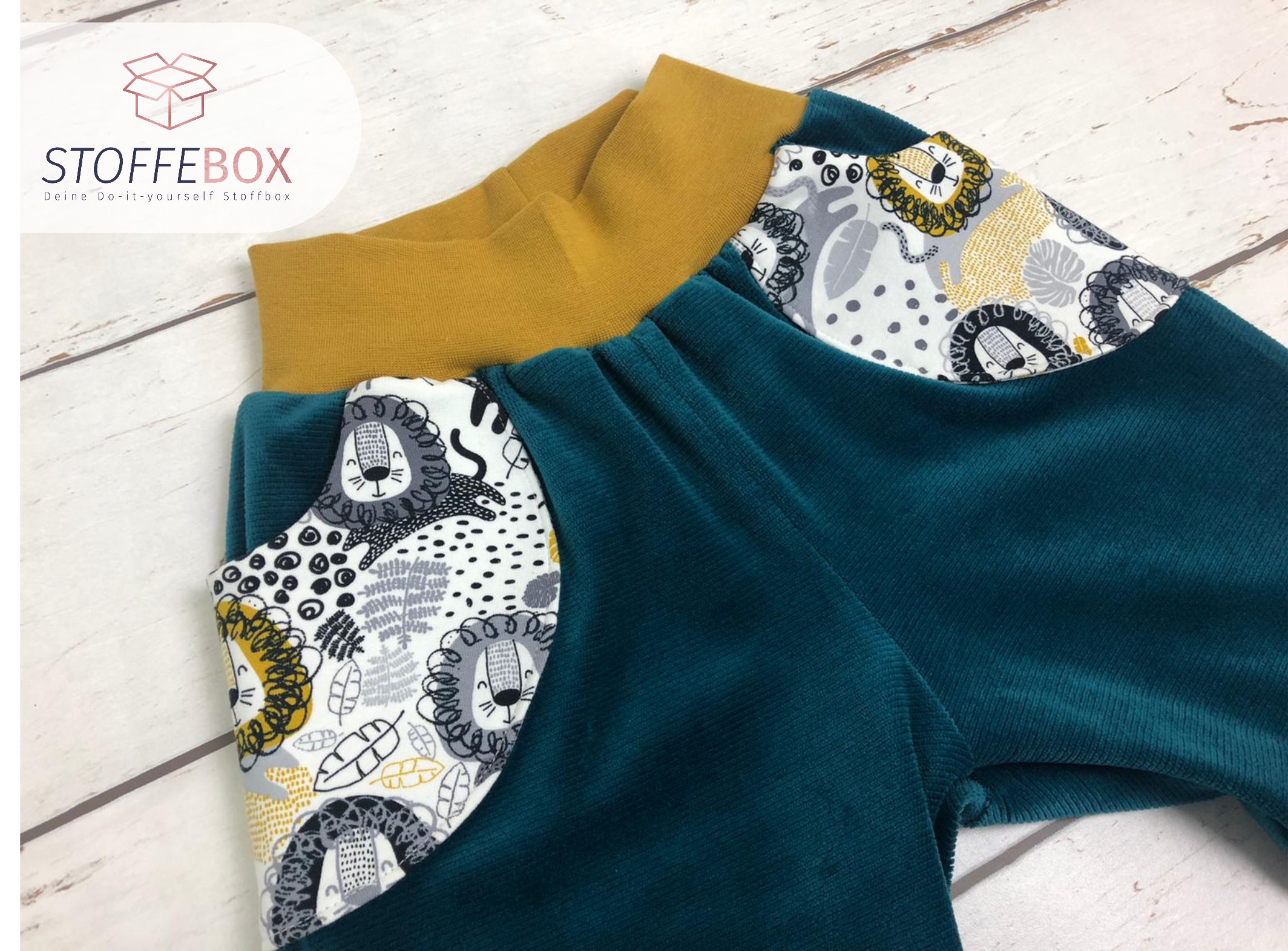 Feincord Jersey Baumwolle - Uni petrol - Öko Tex 100 – Bild 6