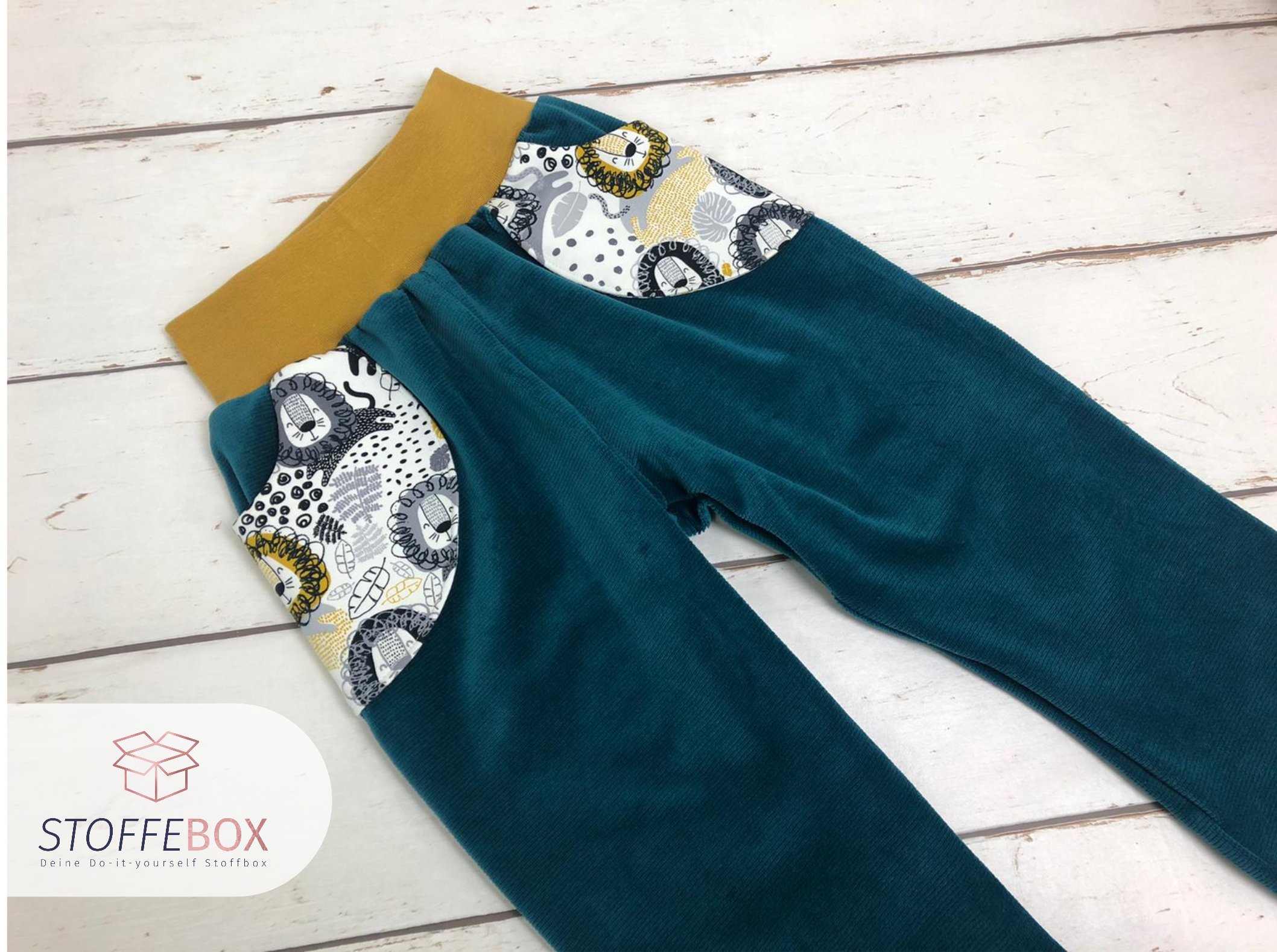 Feincord Jersey Baumwolle - Uni petrol - Öko Tex 100 – Bild 7