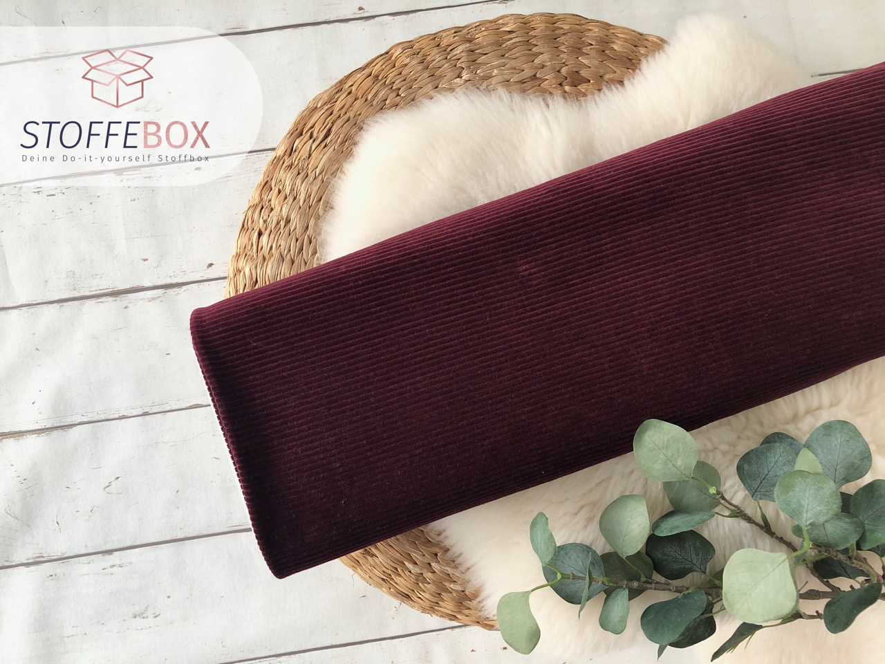 elastischer Breitcord Öko-Tex-100- Chris Cord - Uni (bordeaux)