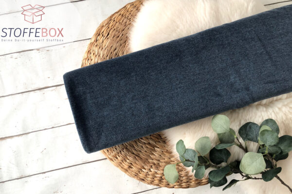 Feincord Jersey Baumwolle - Uni dunkel jeansblau meliert - Öko Tex 100