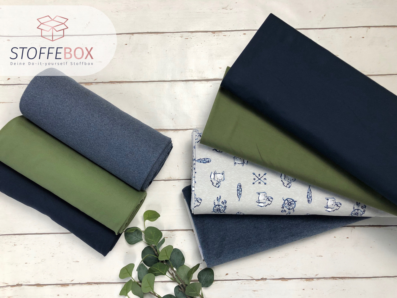 Stoffpaket - Forest Dreams (oliv/dunkelblau/grau)