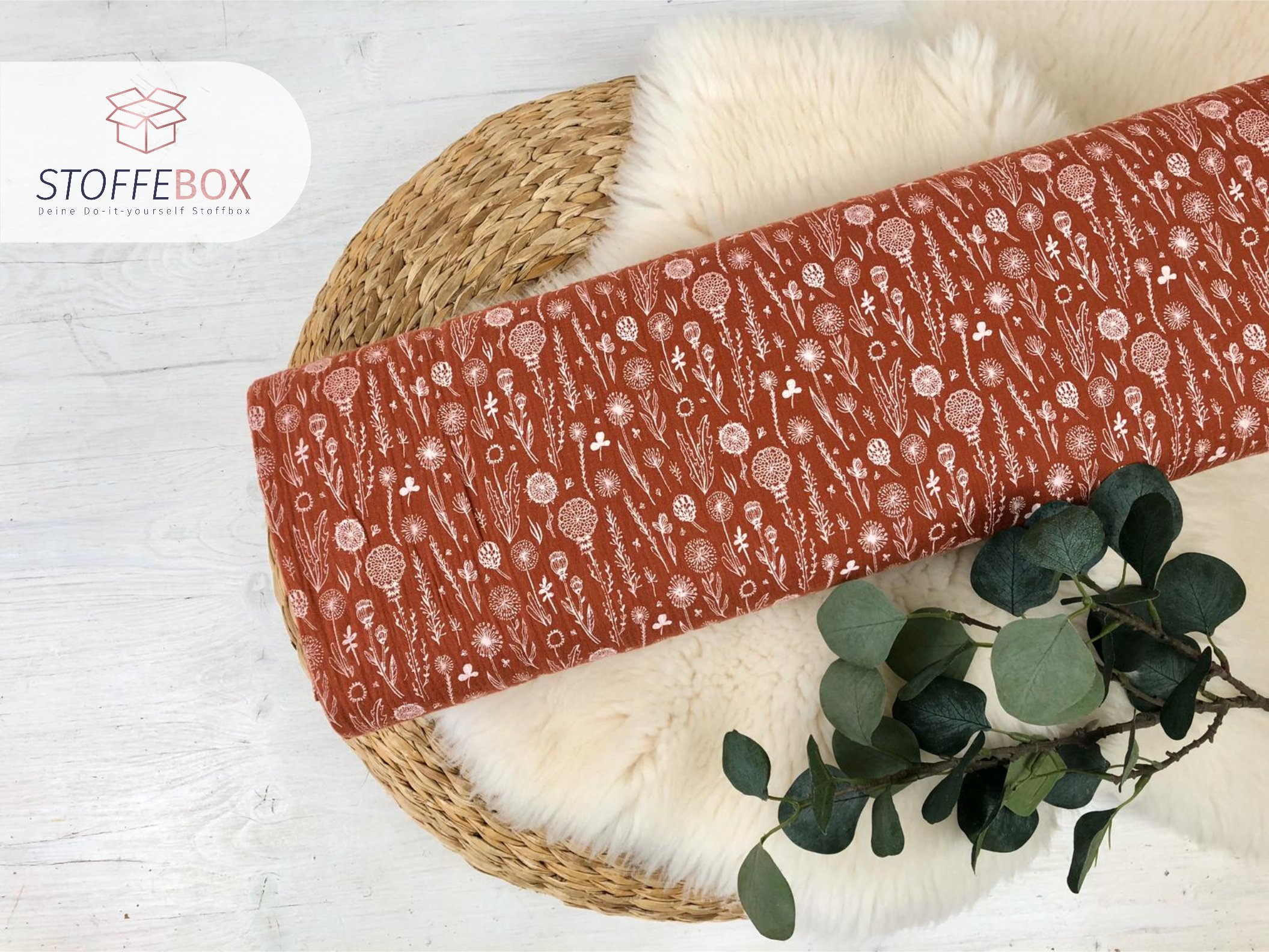 Musselin/Double Gauze - Wildblumen (rost)