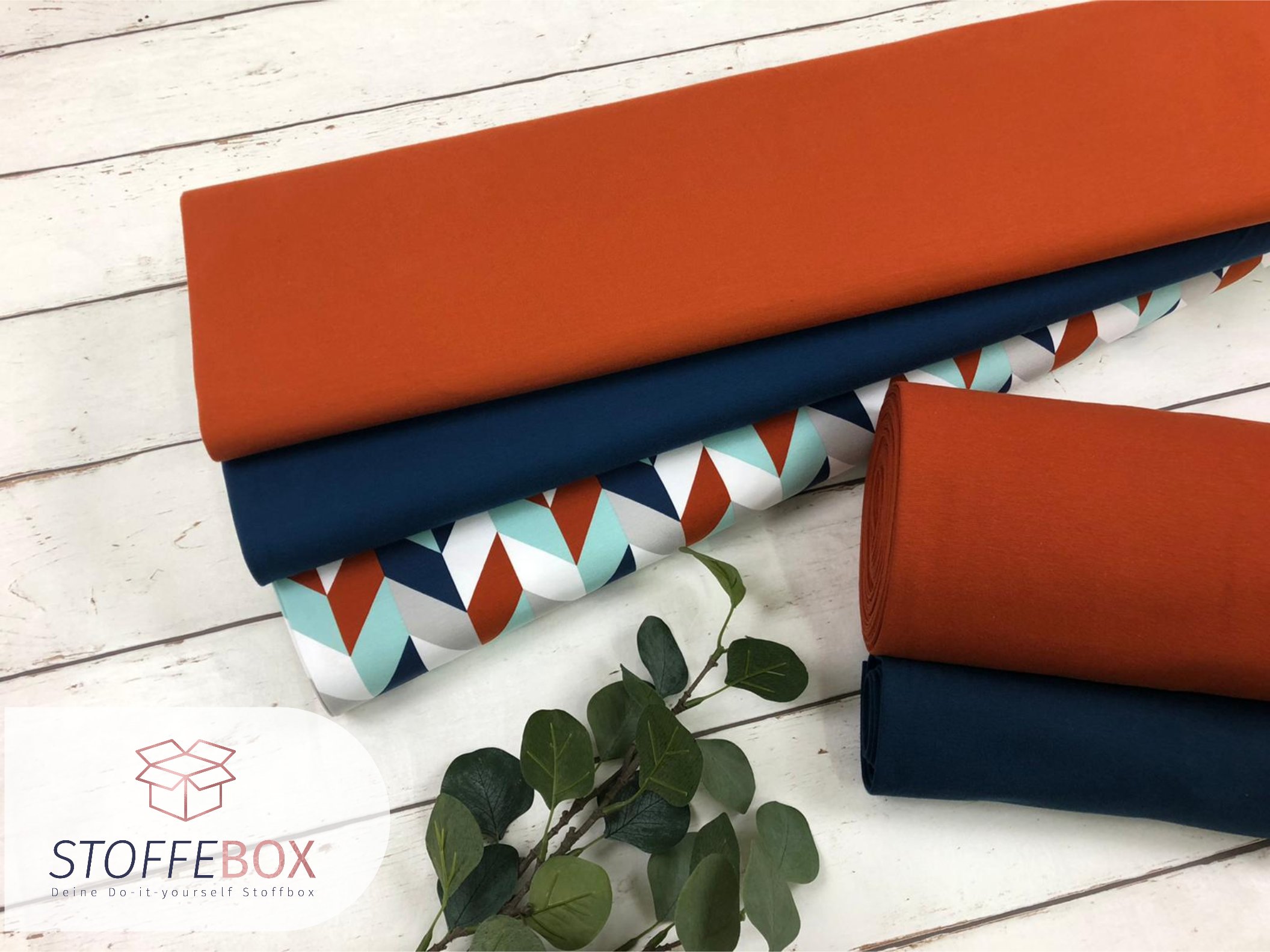 Stoffpaket - Chevy/Fischgräte (rost/admiralblau)