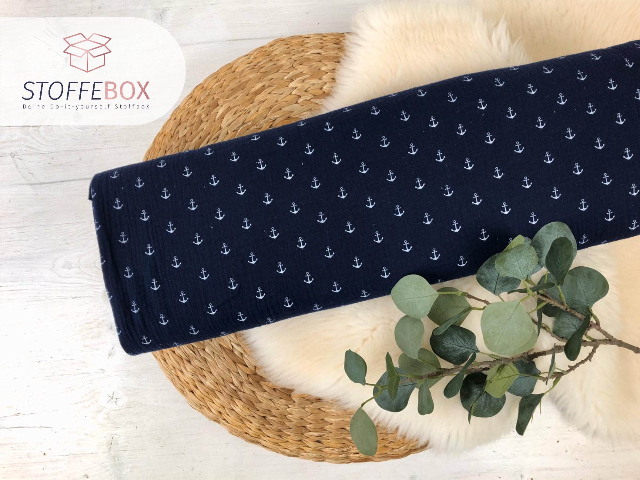 Musselin/Double Gauze Öko-Tex-100 - Anker / Maritim (navy / dunkelblau)