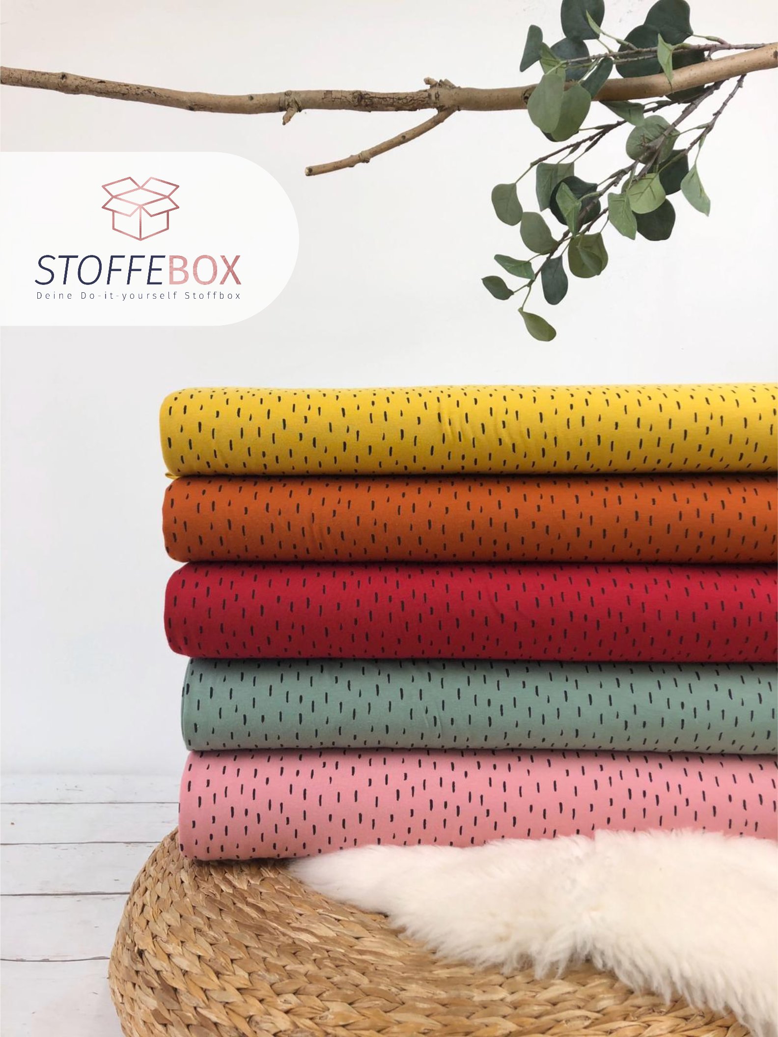 Reststück 85cm Bio Jersey - Stifte / Striche / Streifen (dunkelmint) – Bild 2