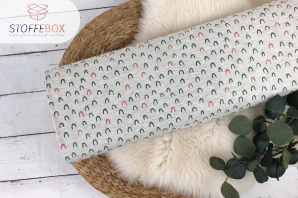 Jersey - Öko-Tex-100 - Glitzer/Bögen (ecru/meliert)