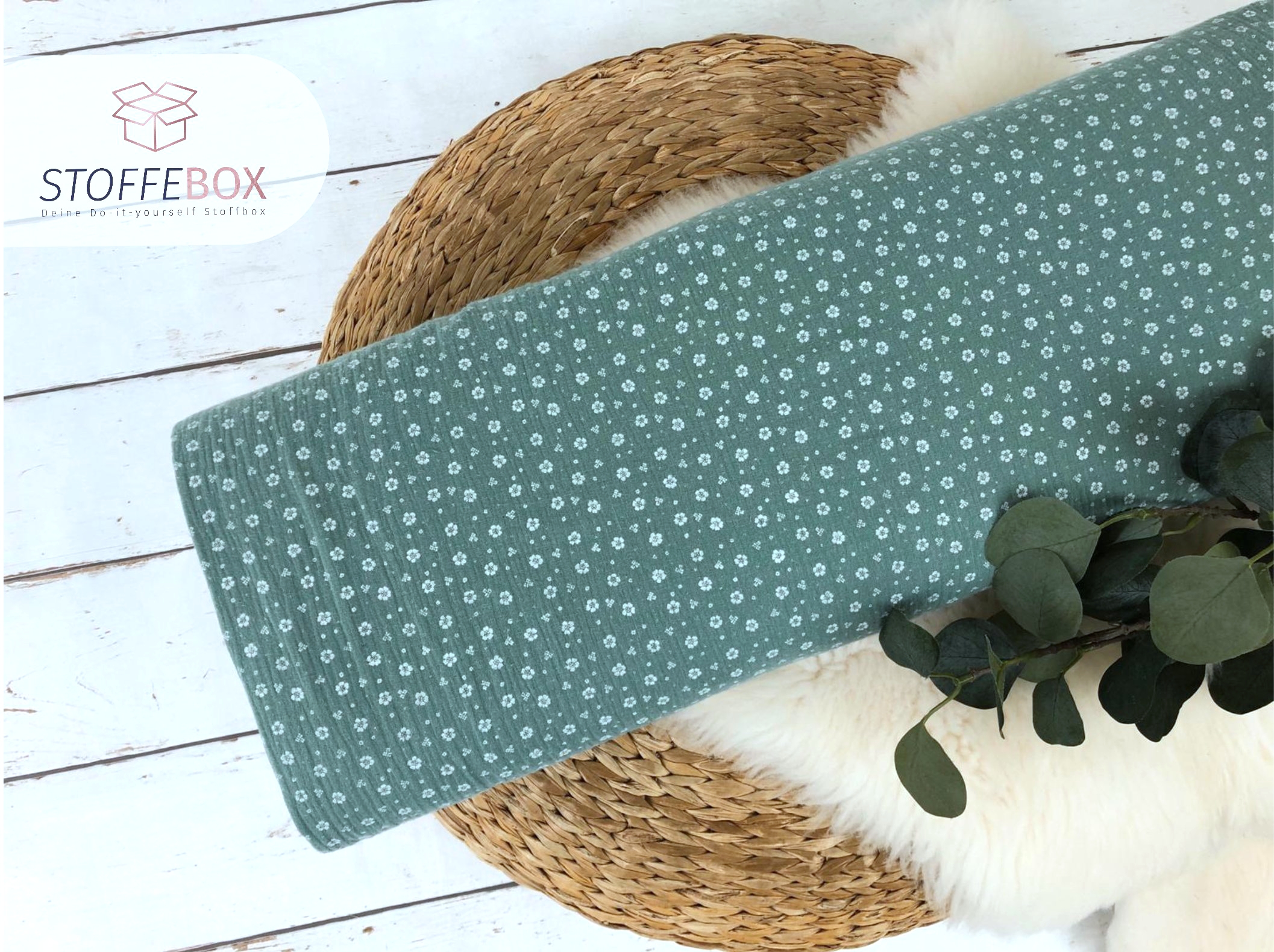 Musselin/Double Gauze - mini Blümchen / Blumen (mint)