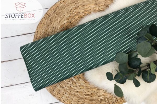 Webware/Baumwolle Öko-Tex-100 - weiße mini Sterne (olivgrün)