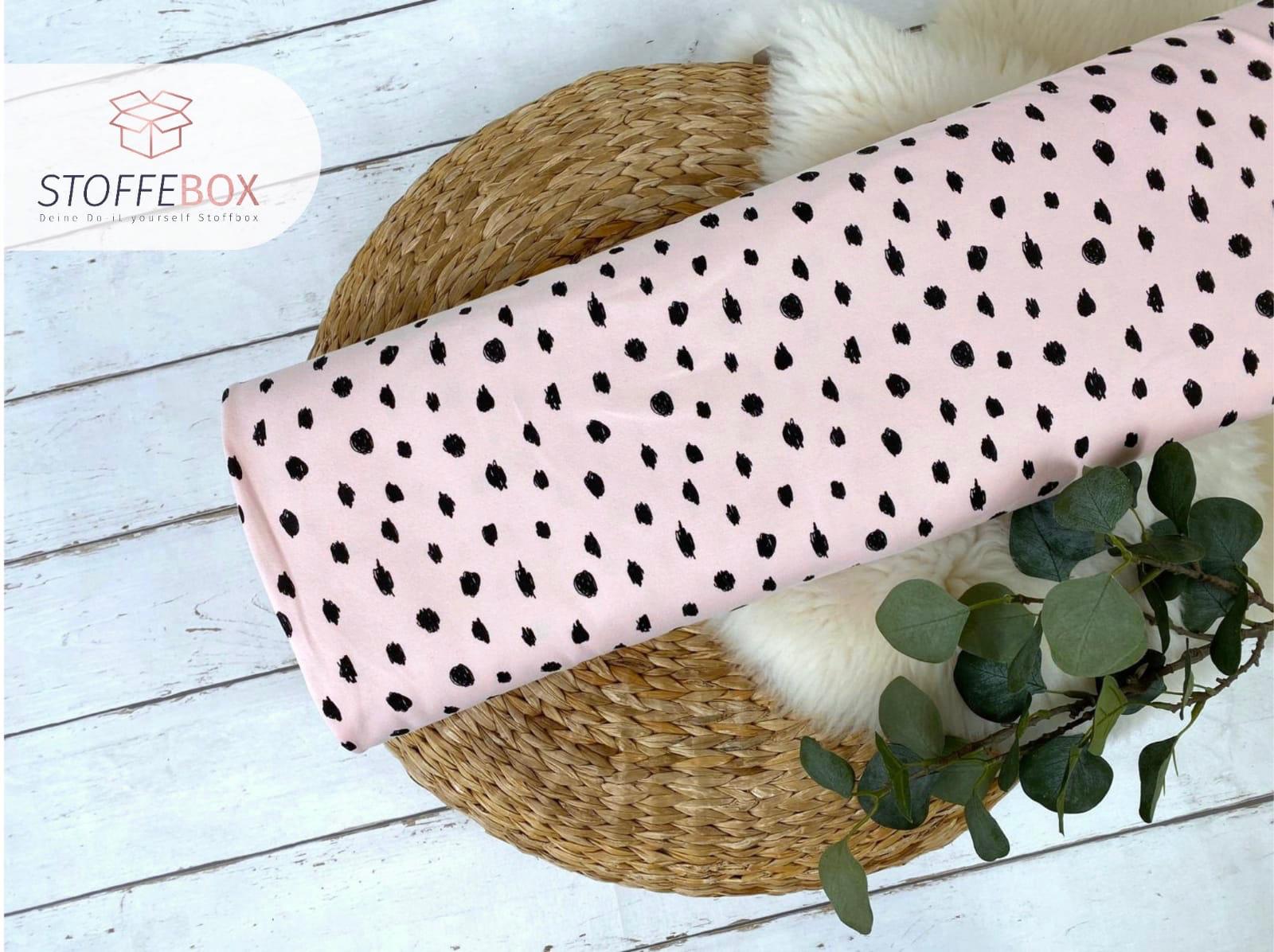 Bio - angerauter Sweat - Soft Sweat - Punkte Polka Dots (rosa)