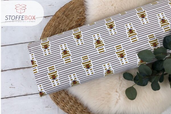 Bio Jersey / Organic - Tiger gestreift (taupe / senf)