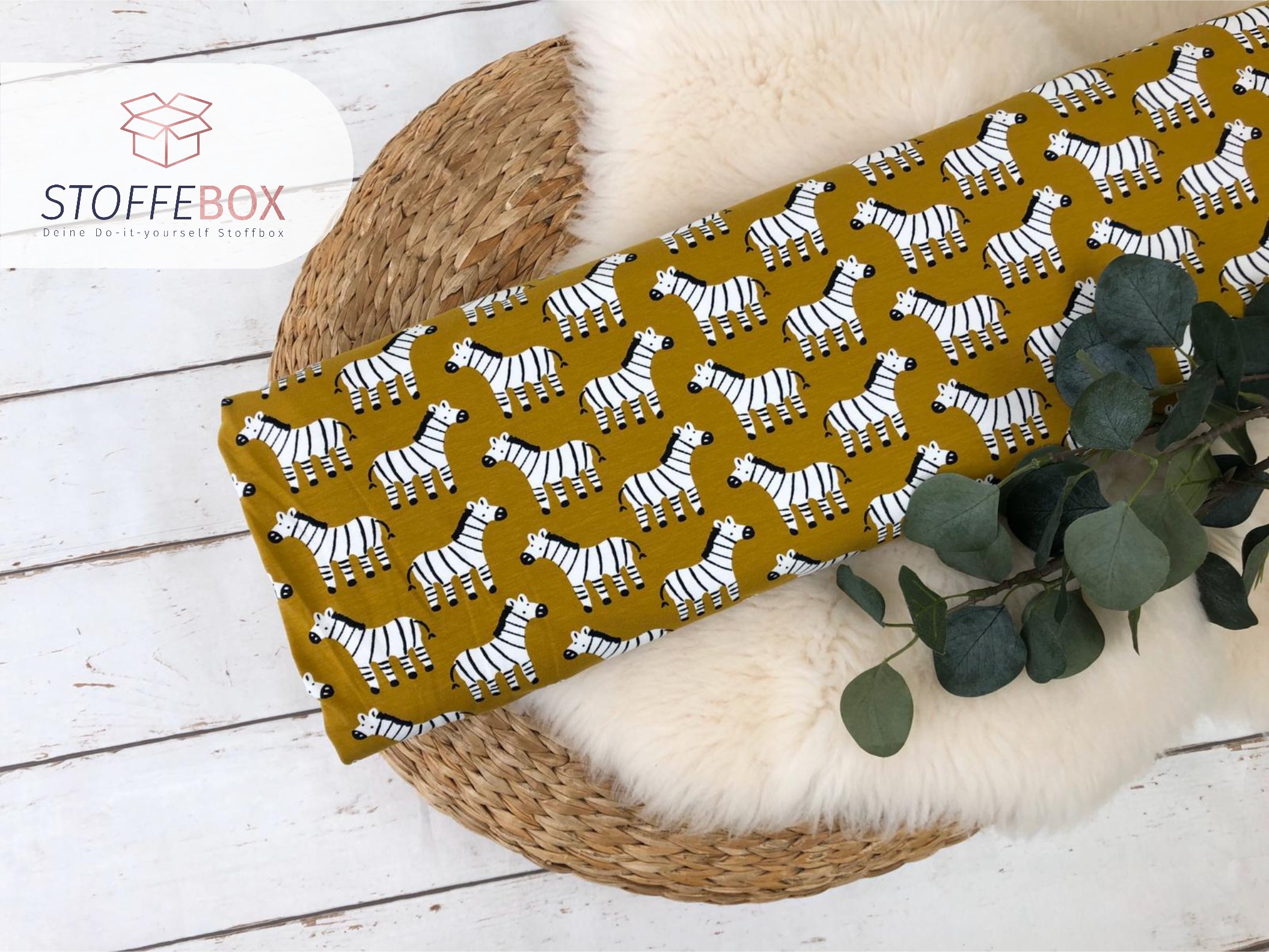 Reststück 30cm Bio Jersey / Organic - Zebra (senf)