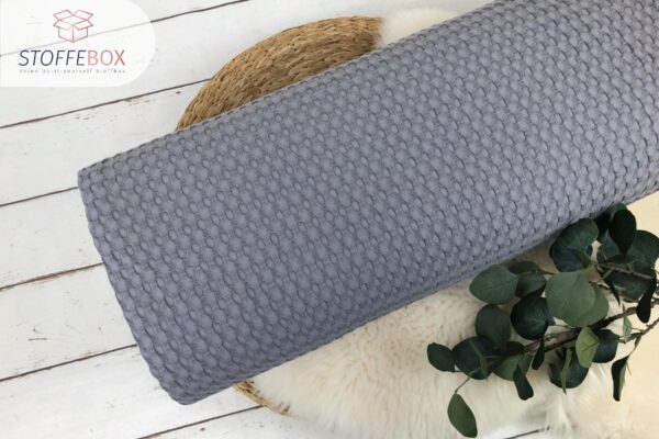 Waffelpique Stoff - Größe groß Uni hellgrau - Öko-Tex-100