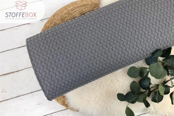 Reststück 40cm Waffelpique Stoff - Größe groß Uni grau - Öko-Tex-100