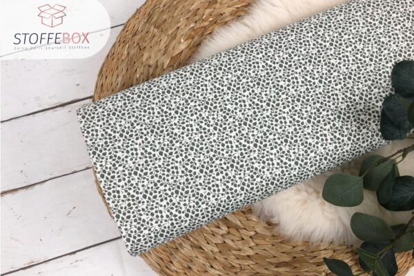 Webware / Baumwolle Öko-Tex-100 - mini Blätter - Pflanzen - Ranken (oliv/creme)
