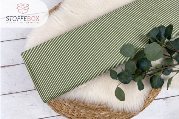 Webware/Baumwolle Öko-Tex-100 - weiße Streifen schmal (helloliv)