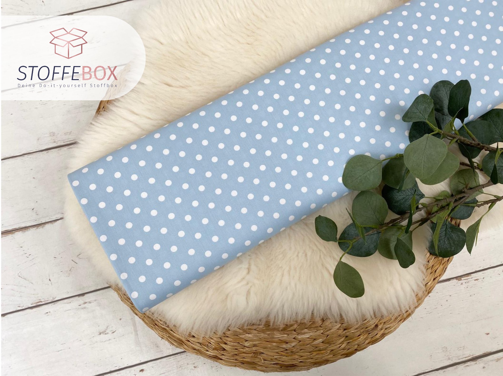 Baumwollstoffpaket - Basics gemustert hellblau (Einheit wählbar ab 50cm-2m) – Bild 5