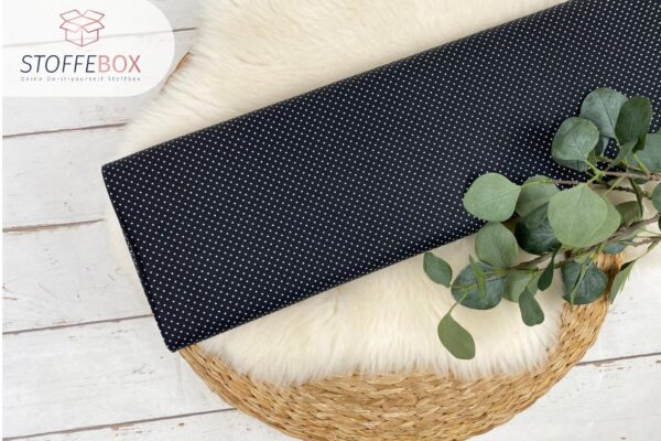 Webware/Baumwolle Öko-Tex-100 - weiße mini Punkte (schwarz)