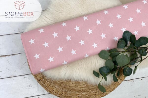 Webware/Baumwolle Öko-Tex-100 - weiße große Sterne (rosa)