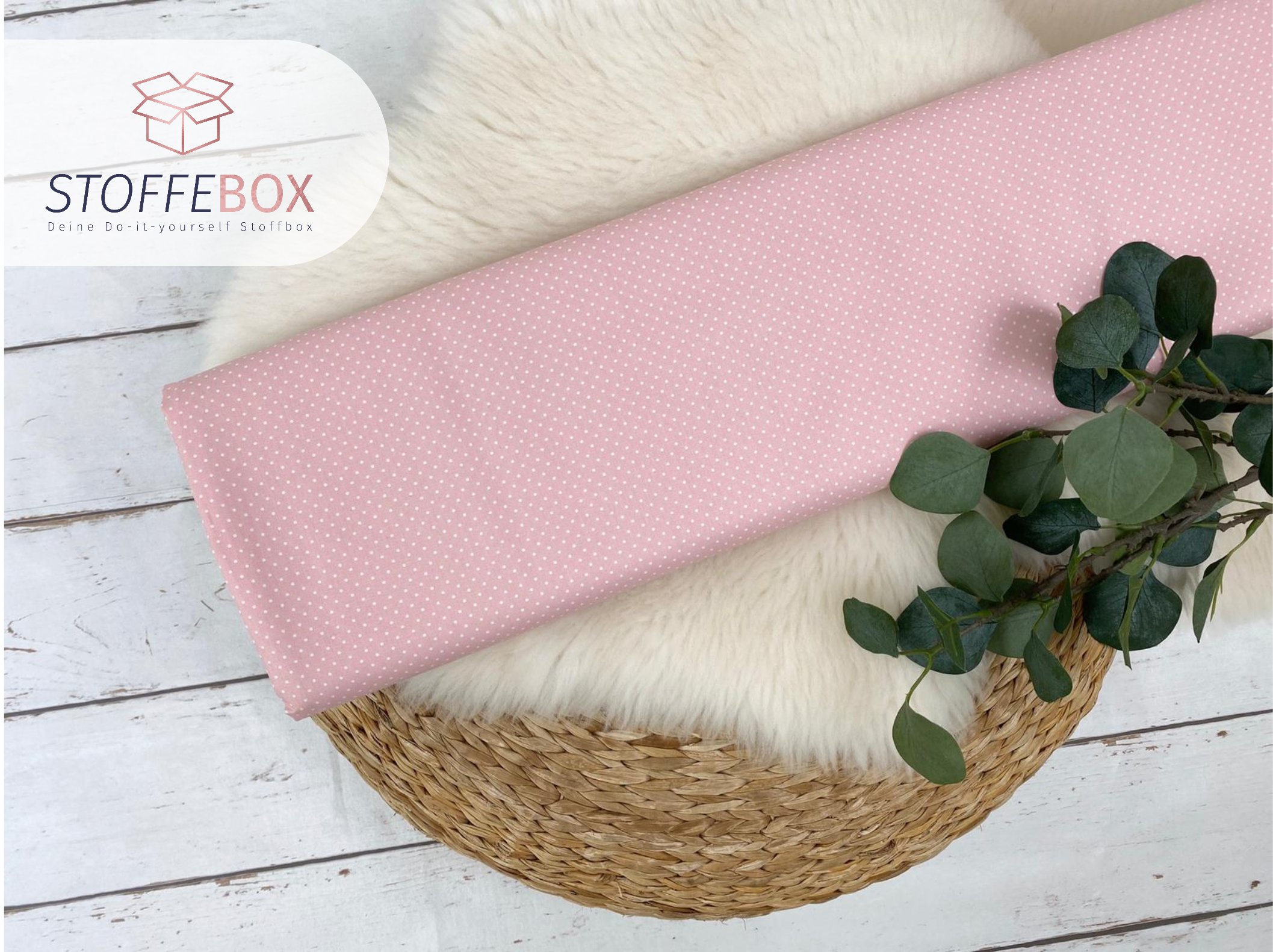 Webware/Baumwolle Öko-Tex-100 - weiße mini Punkte (rosa)