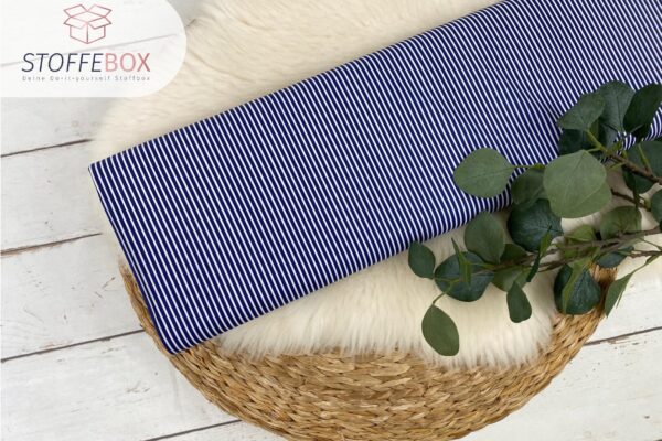Webware/Baumwolle Öko-Tex-100 - weiße Streifen schmal (blau)
