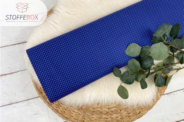 Webware/Baumwolle Öko-Tex-100 - mini weiße Punkte (blau)