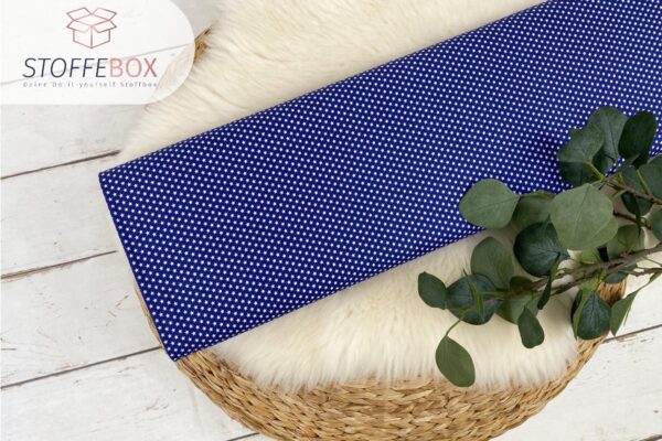 Webware/Baumwolle Öko-Tex-100 - mini weiße Sterne (blau)
