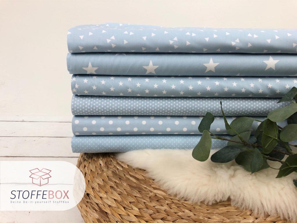 Baumwollstoffpaket - Basics gemustert hellblau (Einheit wählbar ab 50cm-2m)