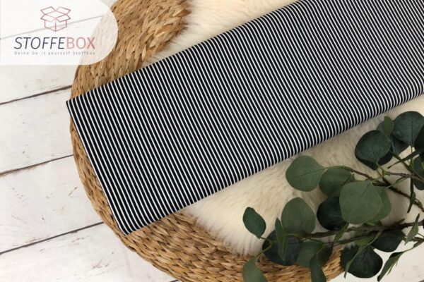 Webware/Baumwolle Öko-Tex-100 - weiße Streifen schmal (schwarz)